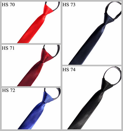 HUISHI Pre-tied Zipper Tie Neck Mens Skinny 5cm Zipper Neckties Red Black Blue Solid Color Slim Narrow Entertainment Party