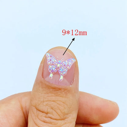 100Pcs New Cute Mini Shiny Little Butterfly Resin Figurine Crafts Flatback Cabochon Ornament Jewelry Making Hairwear Accessories