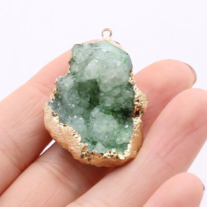 Natural Druzy Stone Pendant Plating Gilded Natural Agates Pendant for Women Jewerly DIY Necklace Bracelet Accessories Making