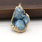Natural Druzy Stone Pendant Plating Gilded Natural Agates Pendant for Women Jewerly DIY Necklace Bracelet Accessories Making