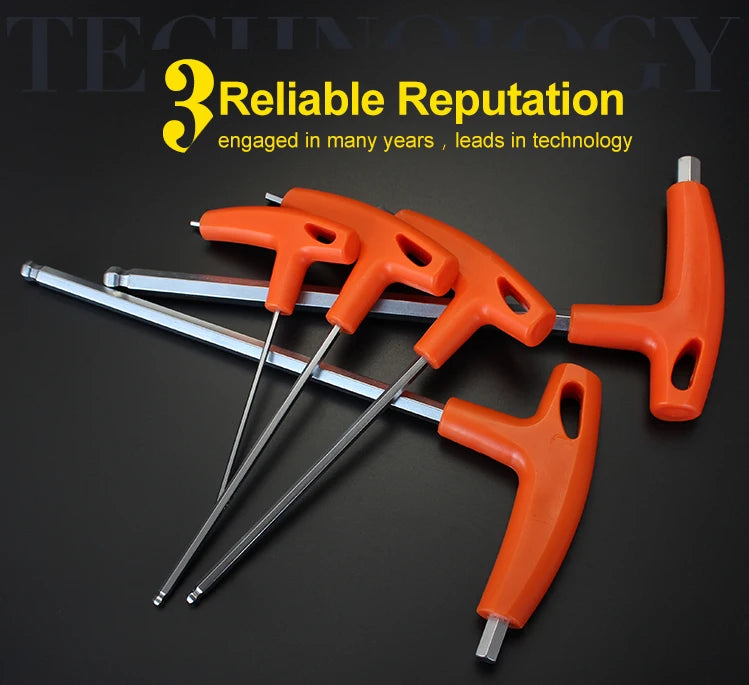 2/2.5/3/4/5/6/8/10mm Flat/Ball Head Hex Key Allen Wrench Hand Tool T-Handle Hex Key Wrench Ball End Allen Hex Key Wrench Spanner