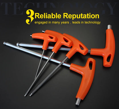 2/2.5/3/4/5/6/8/10mm Flat/Ball Head Hex Key Allen Wrench Hand Tool T-Handle Hex Key Wrench Ball End Allen Hex Key Wrench Spanner