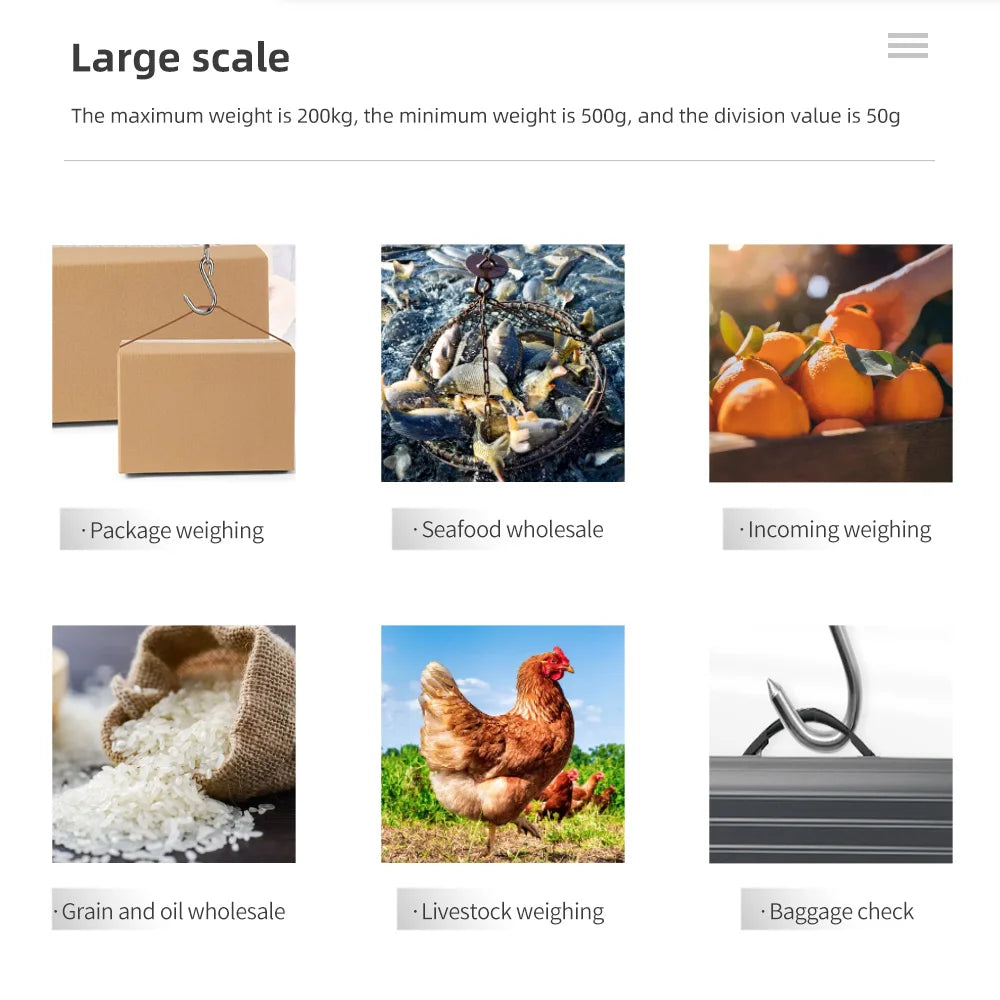 200kg/50kg Hanging Scale Digital Backlight Electronic Scales Fishing Weights Pocket Scale Luggage Crane Scale