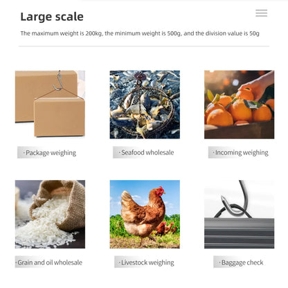 200kg/50kg Hanging Scale Digital Backlight Electronic Scales Fishing Weights Pocket Scale Luggage Crane Scale