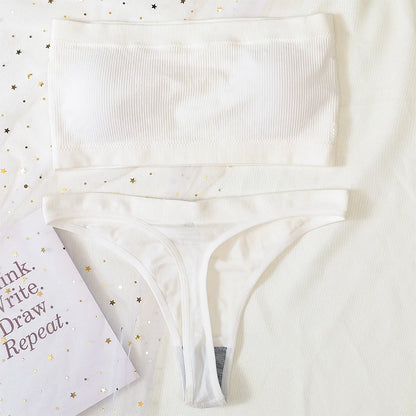 Women Strapless Bra And Panties Set Push Up Bra High Waist Thong  Seamless Underwear Sexy Tube Bra Female Sexy Lingerie Set
