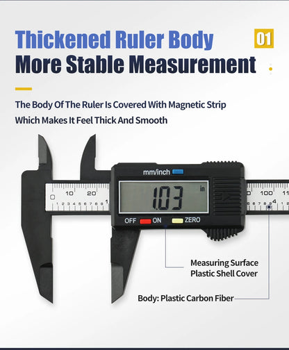 Electronic Pachometer Digital Caliper Vernier Calipers Micrometer Ruler Carbon Fibre Plastic Gauge Measuring Tools Instrument