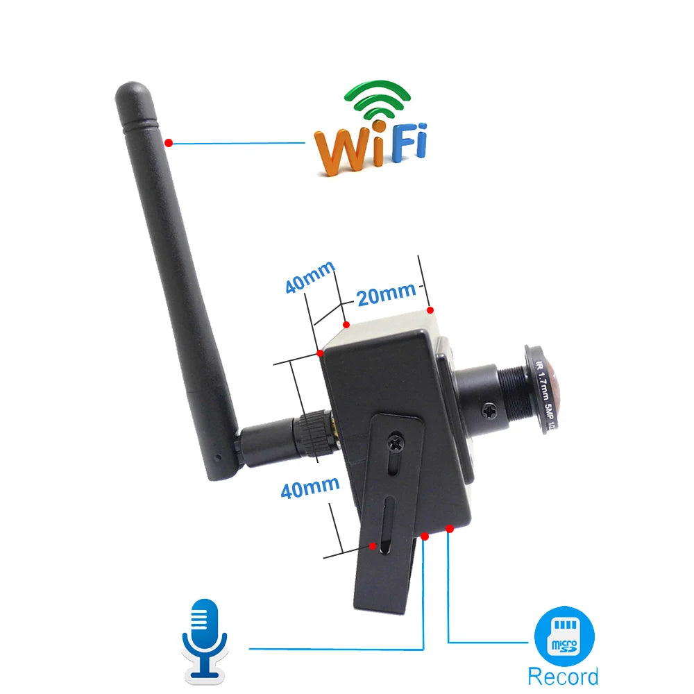 5MP Wifi Mini Kamera Panoramiczna Ip 1080P HD 1.7mm Obiektyw Rybie Oko CCTV Bezpieczeństwo Monitoring Sieciowy Bezprzewodowy Dźwięk Mikro Onvif Mała Kamera