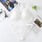 Women Lace Bra And Briefs Set Backless Bralette Solid Color Underwear Wireless Lace Bra Top Sexy Lingerie Set Female Intimates