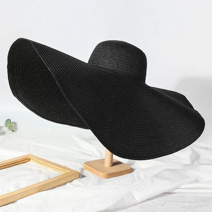 70cm Oversized  Wide Brim Sun Hat Travel  Large UV Protection Beach Straw Hats Women's Summer Floppy Foldable Chapeaux Wholesale