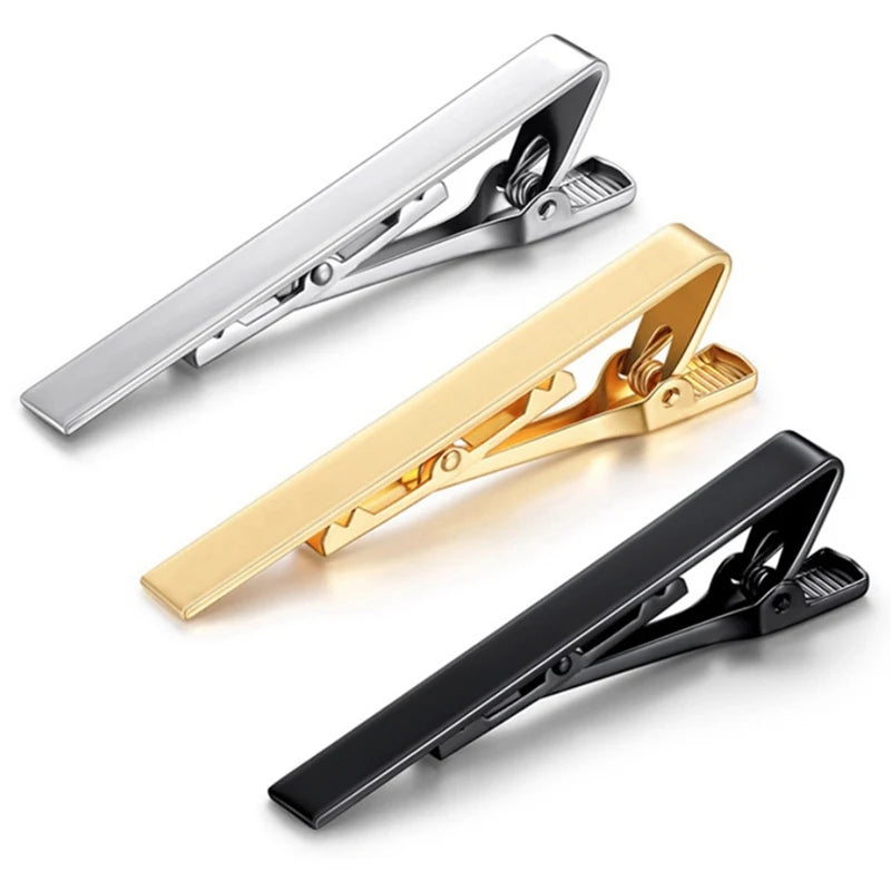 Tie Clip Fashion Style Ties for Men Metal Tone Simple Bar Clasp Practical Necktie Accessories Clasp Tie Pin for Mens Collar Clip