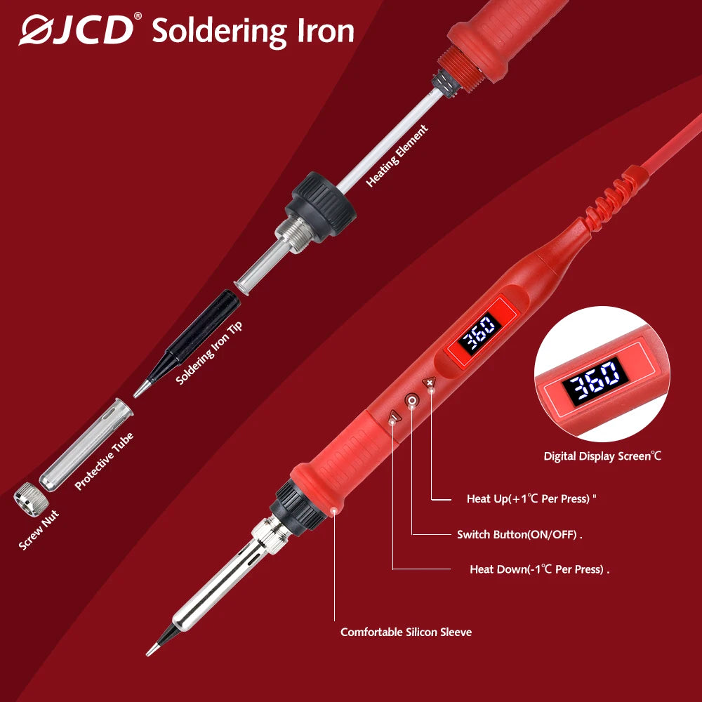 100W Digital Electric Soldering Iron Kit Set 110V/220V Temperature Adjustable Welding Tool Ceramic Heater Soldering Tips Rework