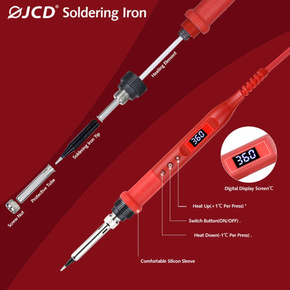 100W Digital Electric Soldering Iron Kit Set 110V/220V Temperature Adjustable Welding Tool Ceramic Heater Soldering Tips Rework