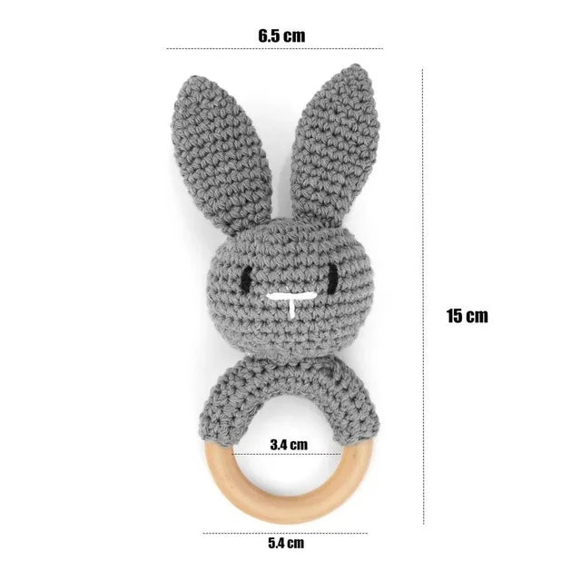 Baby Crochet Animal Rattle Wooden Toys for Children BPA Free Wood Rattle Baby Teether Stroller Game Educational Toy Newborn Gift