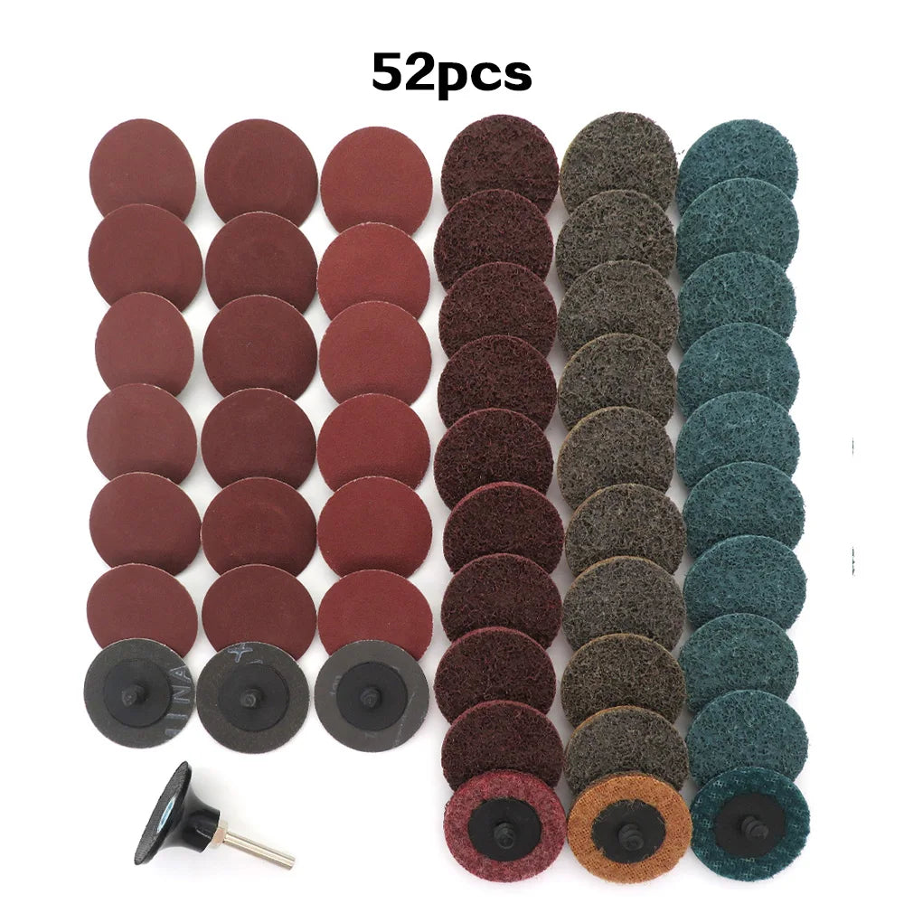 35/46/52PCS 2"Abrasive Disc Sanding Discs Roll Lock Surface Conditioning Discs R-Type Quick Change Disc with1 Disc Pad Holder