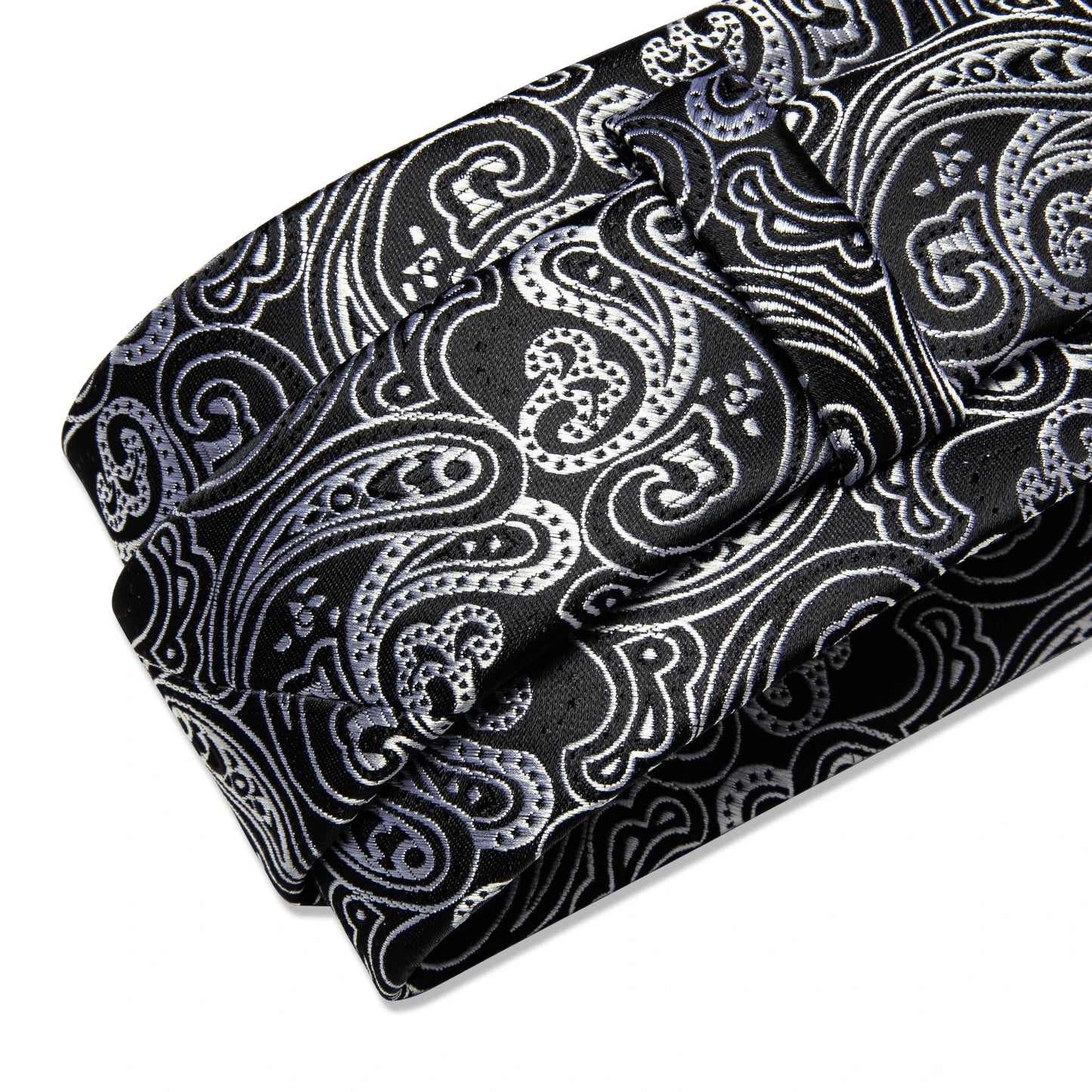 Black And Silver Paisley Floral Men's Ties Gray Blue Pink Wedding Accessories Neck Tie Set Handkerchief Cufflinks Gift For Men