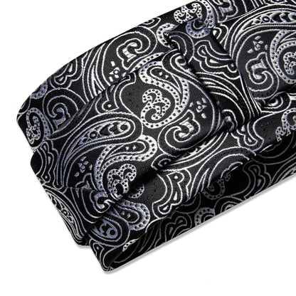 Black And Silver Paisley Floral Men's Ties Gray Blue Pink Wedding Accessories Neck Tie Set Handkerchief Cufflinks Gift For Men