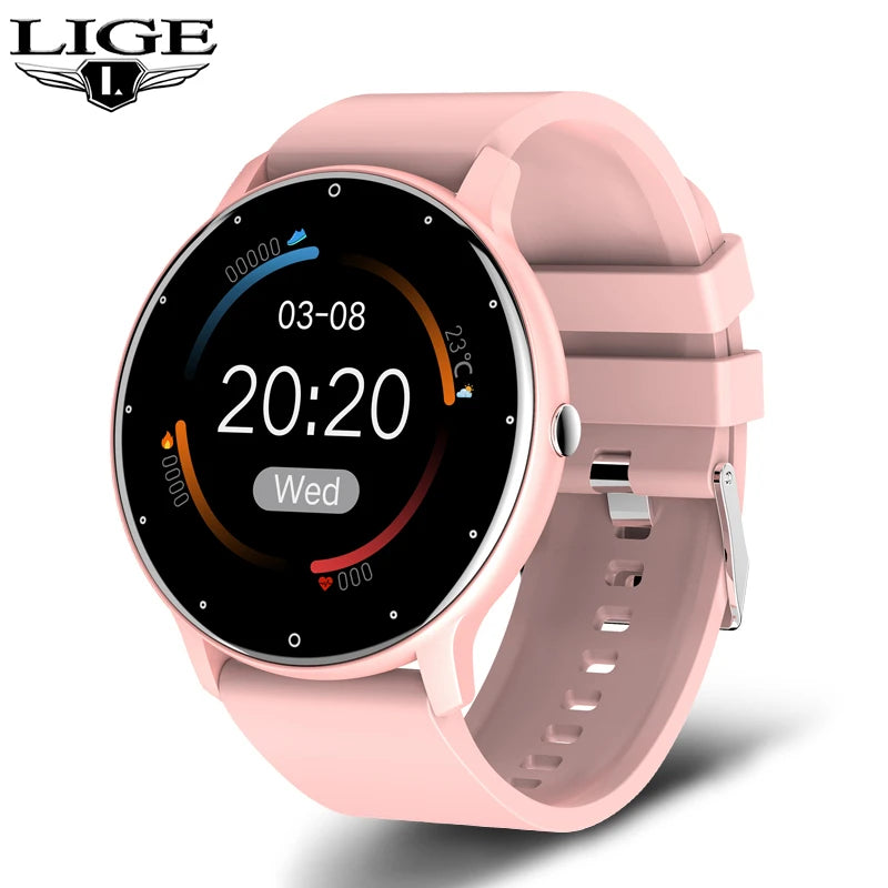 LIGE 2025 Nowy inteligentny zegarek męski, pełnoekranowy dotykowy sportowy zegarek fitness, wodoodporny IP67 Bluetooth dla Androida i iOS smartwatch Mężczyźni+pudełko