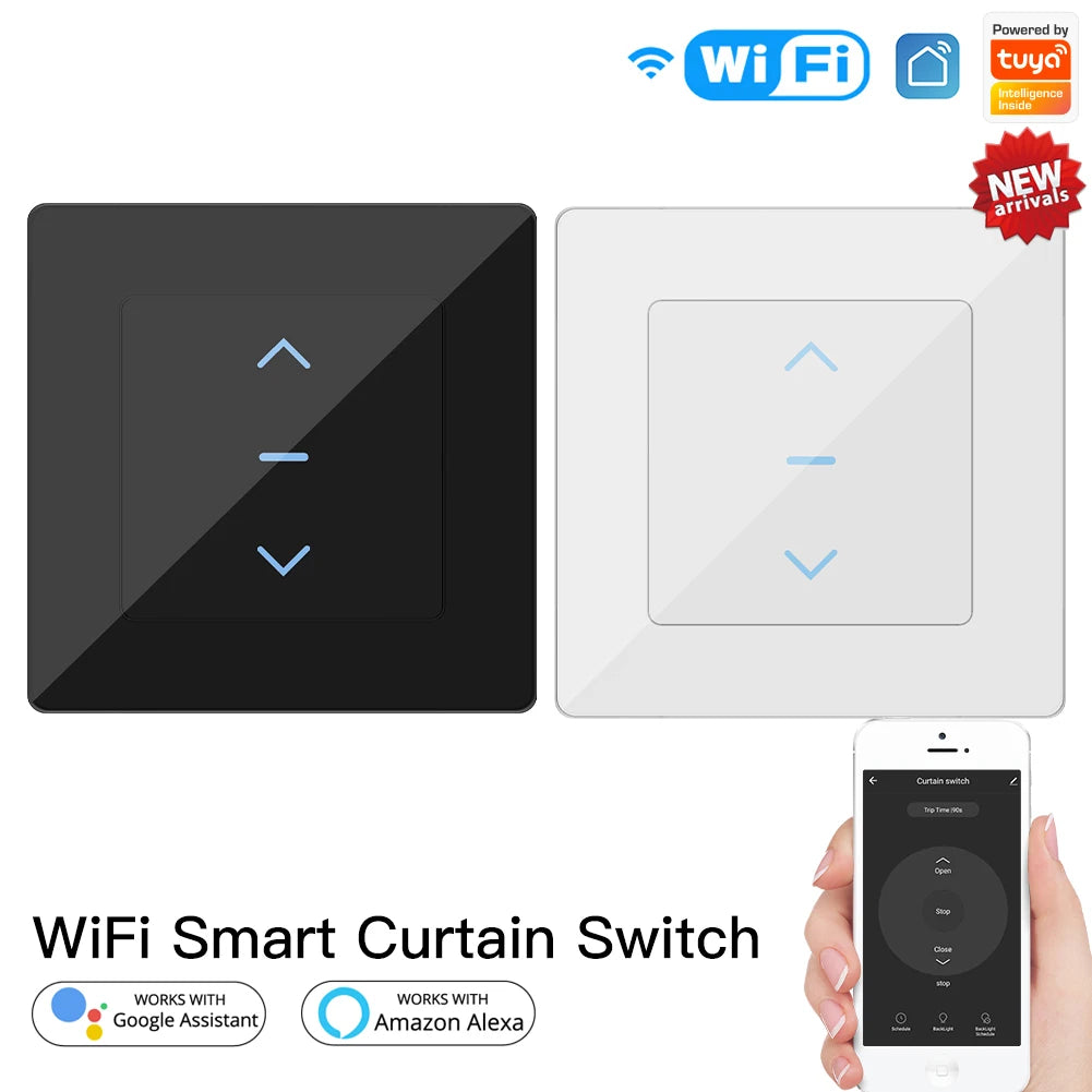 MOES Touch Design WiFi Smart Curtain Switch for Motorized Curtains and Roller Blinds work with Tuya Smart Life App Alexa Google