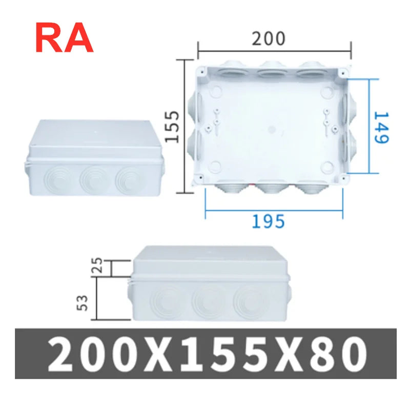 RA RT Wholesale ABS Plastic IP65 IP55 Waterproof Junction Box DIY Outdoor Electrical Connection Box Cable Branch Box
