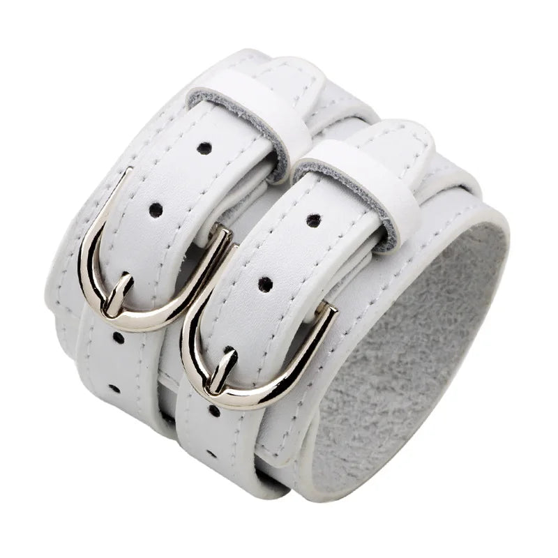 KOTik 2024 New Fashion Genuine Leather Wide Cuff Bangles Punk Vintage Three Layers Wide Black Brown Men Jewelry Bracelets