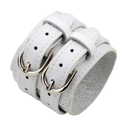 KOTik 2024 New Fashion Genuine Leather Wide Cuff Bangles Punk Vintage Three Layers Wide Black Brown Men Jewelry Bracelets
