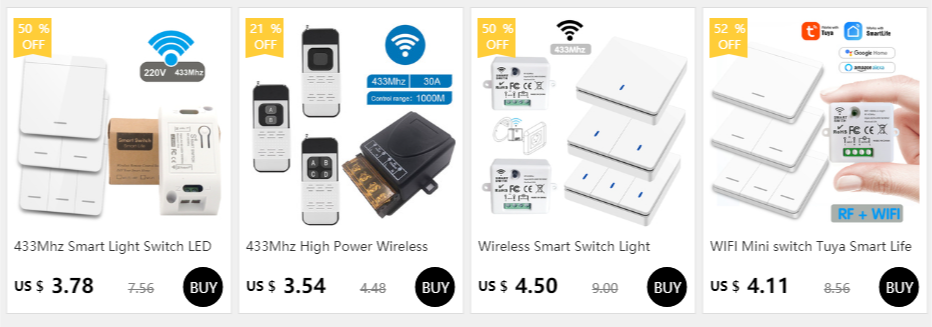 Wireless Smart Switch Light 433Mhz RF 86 Wall Panel Switch with Remote Control Mini Relay Receiver 220V Home Led Light Lamp Fan