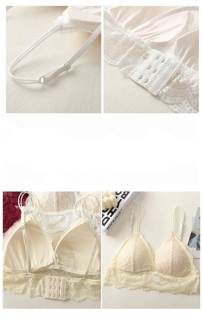 Lace Bra And Panties Set Women Push-Up Bralette Low-Rise Briefs Padded Lingerie Set Female Wireless Underwear Sexy Intimates