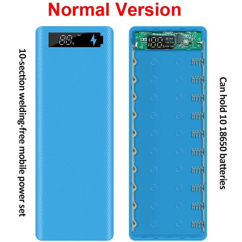 Welding Free 10*18650 Battery Storage Box 2 USB Power Bank Case 5/12V DIY Shell 18650 Battery Holder Case PD QC 3.0 Quick Charge