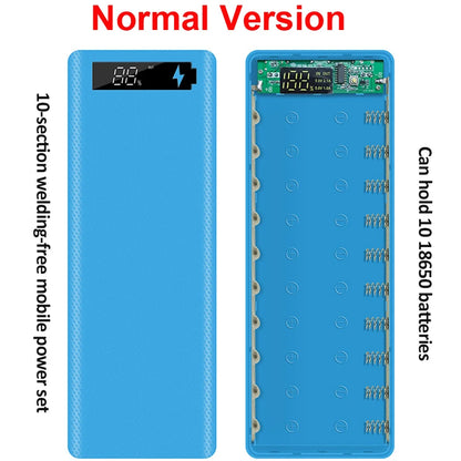 Welding Free 10*18650 Battery Storage Box 2 USB Power Bank Case 5/12V DIY Shell 18650 Battery Holder Case PD QC 3.0 Quick Charge