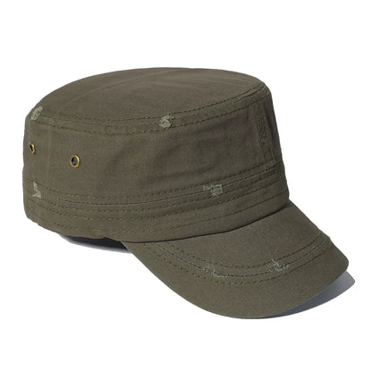 Four Seasons Washed Cotton Flat Caps Men Women Military cap Unique Design Vintage Flat Top Hat