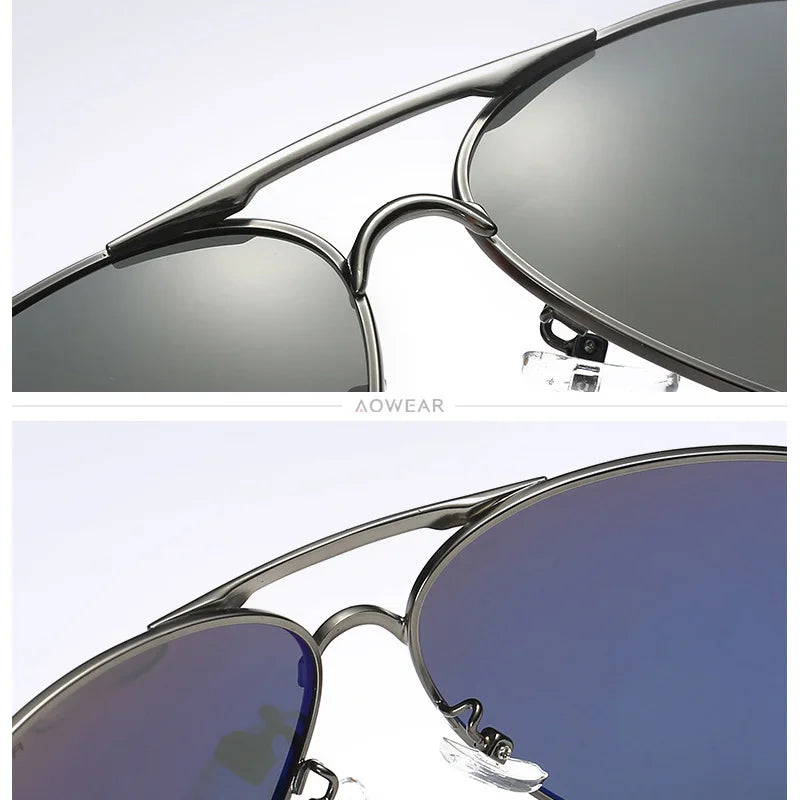 AOWEAR Aviation Polarized Sunglasses Men Driving Mirror Sun Glasses Male Brand Design Classic Pilot Eyewear Oculos Gafas De Sol