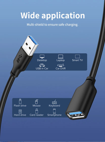 CABLETIME Przedłużacz USB USB 3.0 M/F 5 Gb/s do TV Smart PS4 X box SSD Przedłużacz USB Kabel do transmisji danych C267