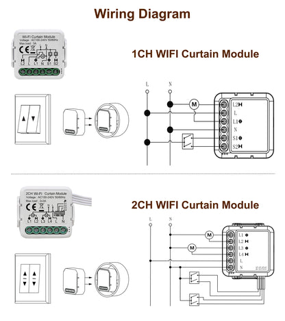 GIRIER Tuya Smart Wifi Curtain Module Blind Switch for Roller Shutter Electric Motor 1/2 Gang Compatible with Alexa Google Home
