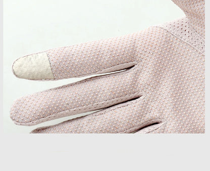 Women Summer Sexy Hollow Lace Flower Elegant Breathable Sunscreen Anti-UV Drive Cycling Touch Screen Gloves Short Pearl