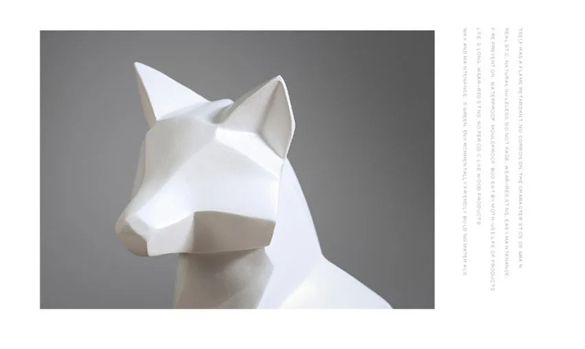 Geometric Fox Sculpture Animal Statues Simple White Abstract Ornaments Modern Home Decorations Interior Ornaments