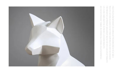 Geometric Fox Sculpture Animal Statues Simple White Abstract Ornaments Modern Home Decorations Interior Ornaments