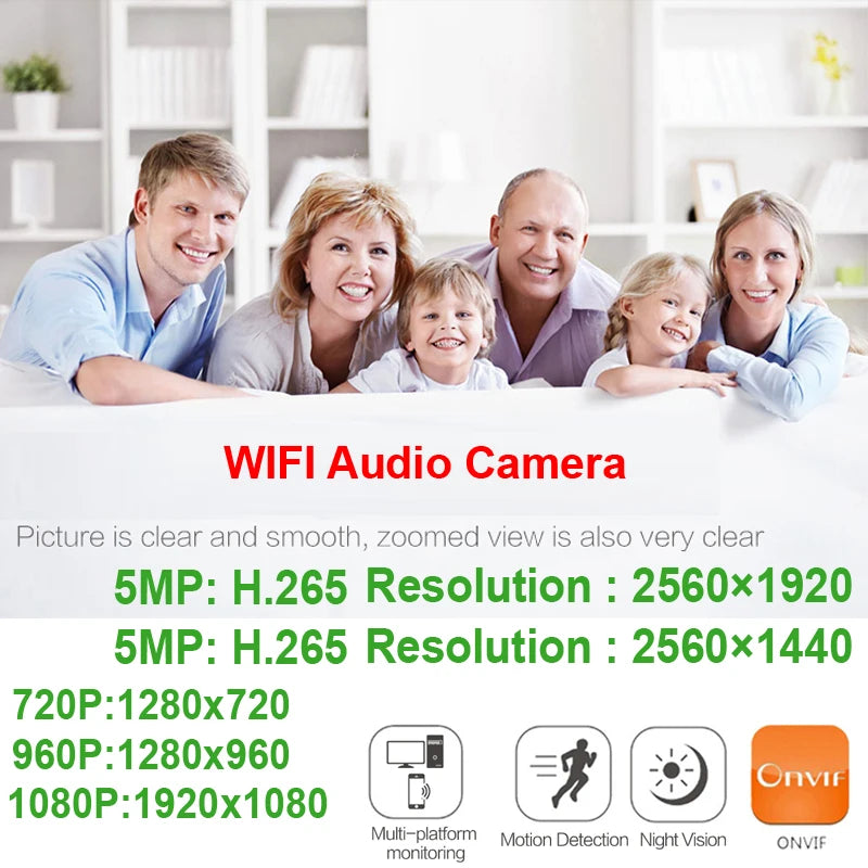 5MP Wifi Mini Kamera Panoramiczna Ip 1080P HD 1.7mm Obiektyw Rybie Oko CCTV Bezpieczeństwo Monitoring Sieciowy Bezprzewodowy Dźwięk Mikro Onvif Mała Kamera