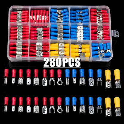 140-1200Pcs Assorted Spade Terminals Insulated Cable Splice Butt Connector Electrical Wire Crimp Ring Fork Set Ring Lugs Kit