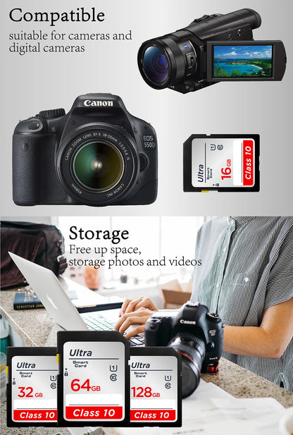 Camera SD 128GB 256GB 512GB Flash Memory Card 32GB 64GB U1 SD Cards Class 10 tarjeta slr SD Card U3 UHS-I 16GB for SLR