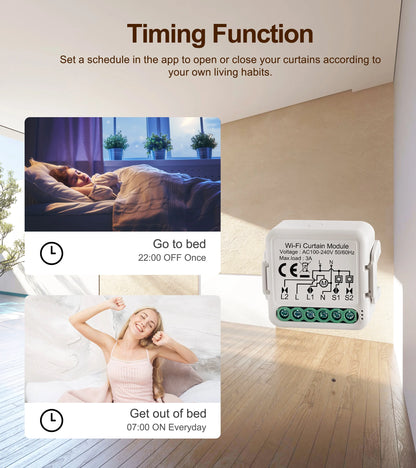 GIRIER Tuya Smart Wifi Curtain Module Blind Switch for Roller Shutter Electric Motor 1/2 Gang Compatible with Alexa Google Home