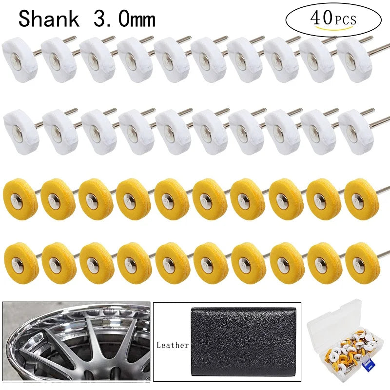 2.35/3mm Shank 40 Pieces Muslin Polishing Buffing Wheel Buffs Set Fits Dremel Rotary Tools