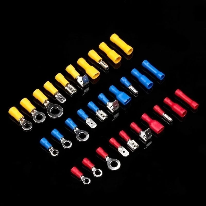 140-1200Pcs Assorted Spade Terminals Insulated Cable Splice Butt Connector Electrical Wire Crimp Ring Fork Set Ring Lugs Kit