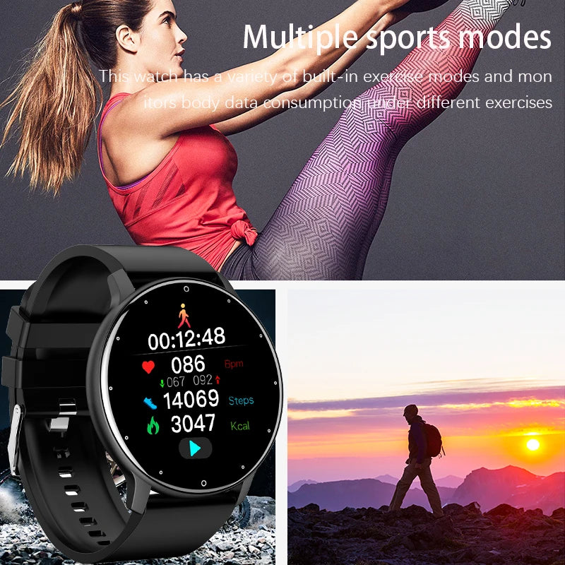 LIGE 2025 Nowy inteligentny zegarek męski, pełnoekranowy dotykowy sportowy zegarek fitness, wodoodporny IP67 Bluetooth dla Androida i iOS smartwatch Mężczyźni+pudełko