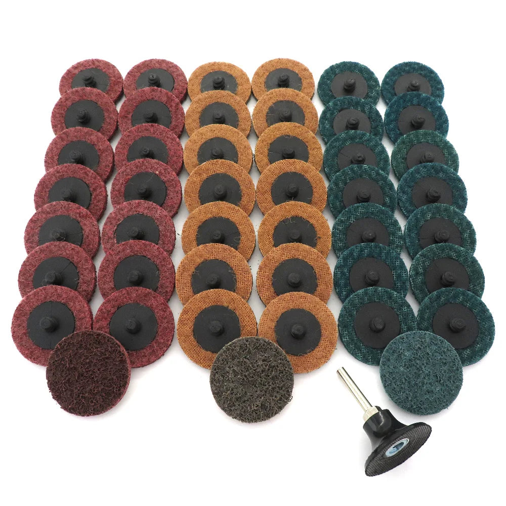 35/46/52PCS 2"Abrasive Disc Sanding Discs Roll Lock Surface Conditioning Discs R-Type Quick Change Disc with1 Disc Pad Holder