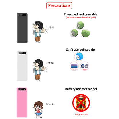 Welding Free 10*18650 Battery Storage Box 2 USB Power Bank Case 5/12V DIY Shell 18650 Battery Holder Case PD QC 3.0 Quick Charge