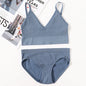 Women Seamless Bra Panties Set U Back Bra Fitness Crop Top Sexy Lingerie Set No Pads Brassiere Low Rise Briefs Underwear Set