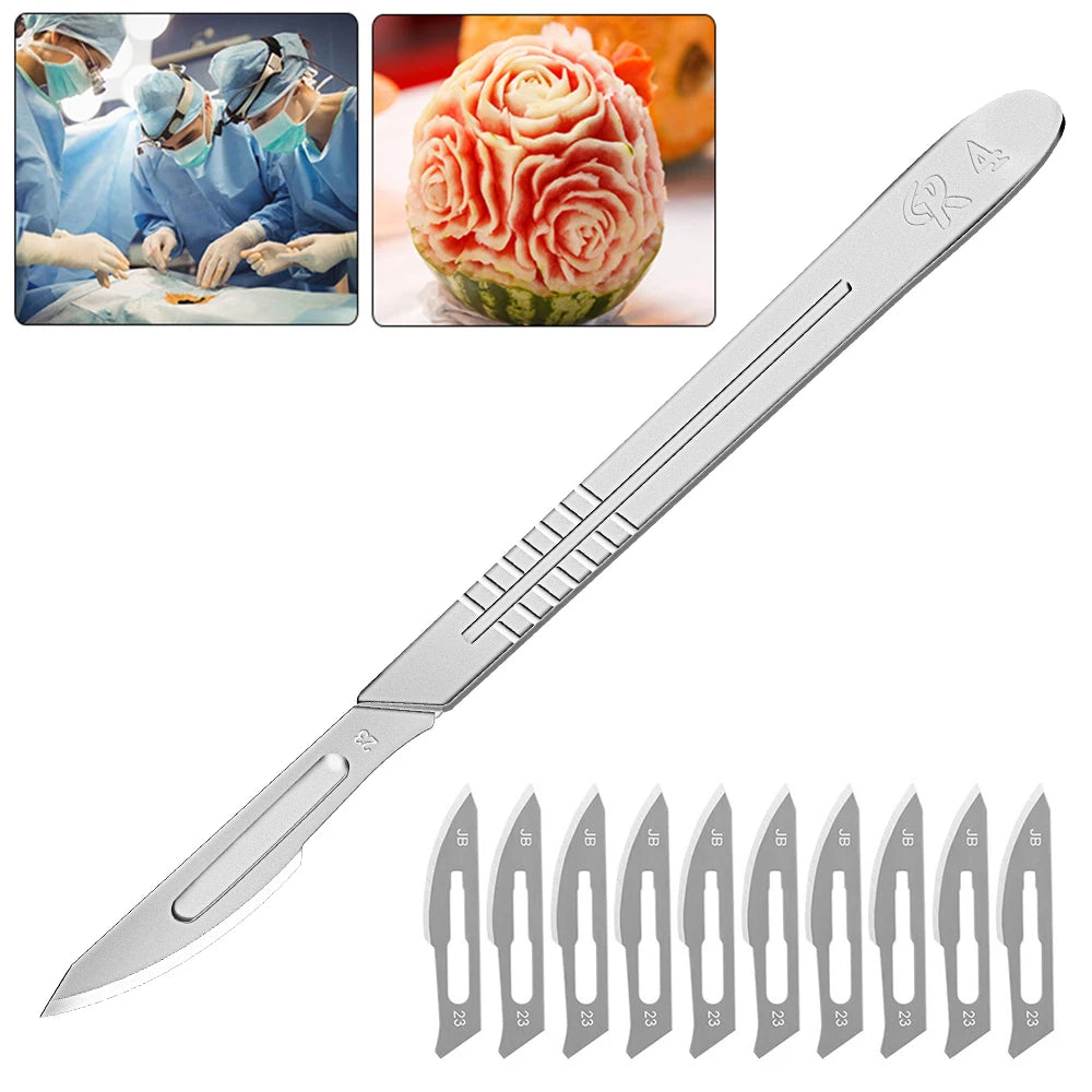 Carbon Steel Carving Metal Scalpel handle 11# 23# Engraving Craft knive Non-Slip Surgical Scalpel Knife Paper Cutting Tool Knife