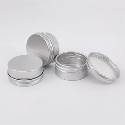 5ml-250ml Cosmetic Aluminum Cans Aluminum Boxes Silver Aluminum Tins Cans Screw Top Round Candle Spice Tins Cans Lid Containers