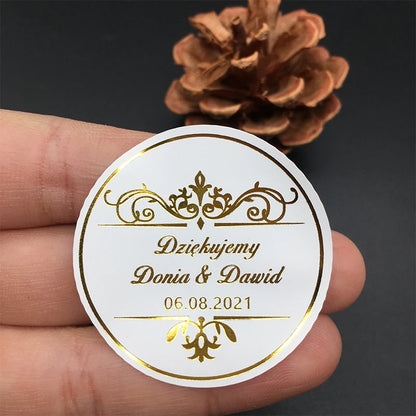 100 Sheets/Black Gold Foil Sticker Custom Commercial Logo Wedding Custom Label Golden Packaging Round Transparent Label you logo