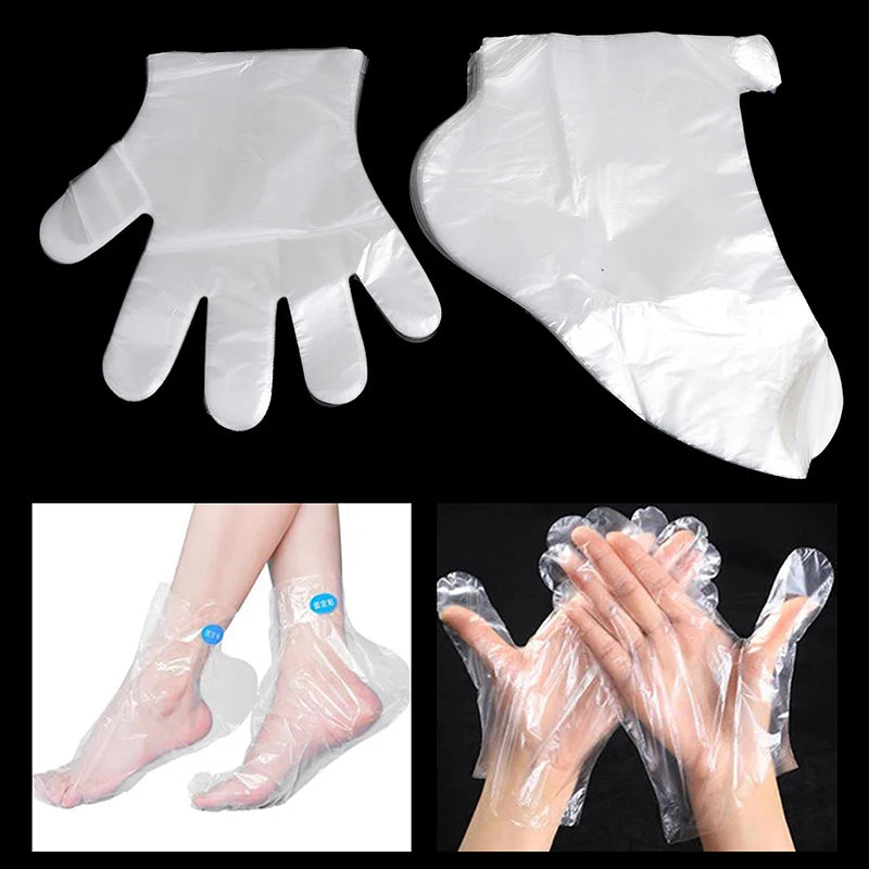 200PCS Paraffin Wax Bath Liners Plastic Hand And Foot Bags Spa Foot Hands Care Bags Plastic Socks Gloves